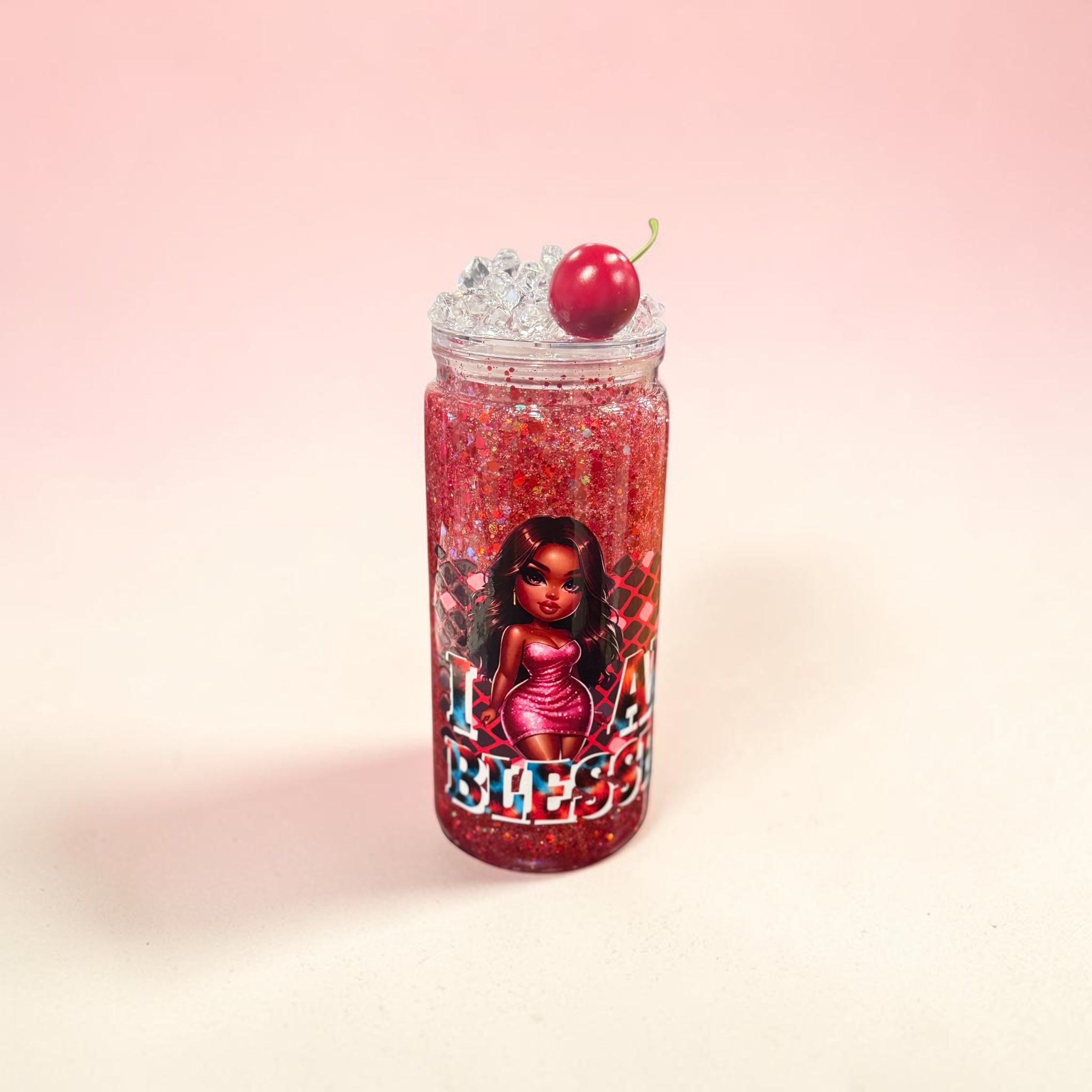 Melanated custom snow globe tumbler 20oz